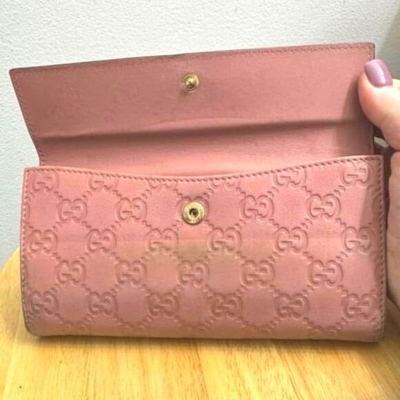 Gucci Guccissima Continental Wallet Dusty Rose Pink Heart - Picture 6 of 7